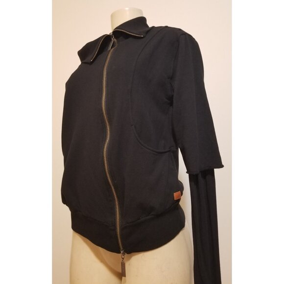 PEACE LOVE WORLD BLACK STRETCH  JACKET ZIP FRONT SIZE S #851 - Picture 2 of 10